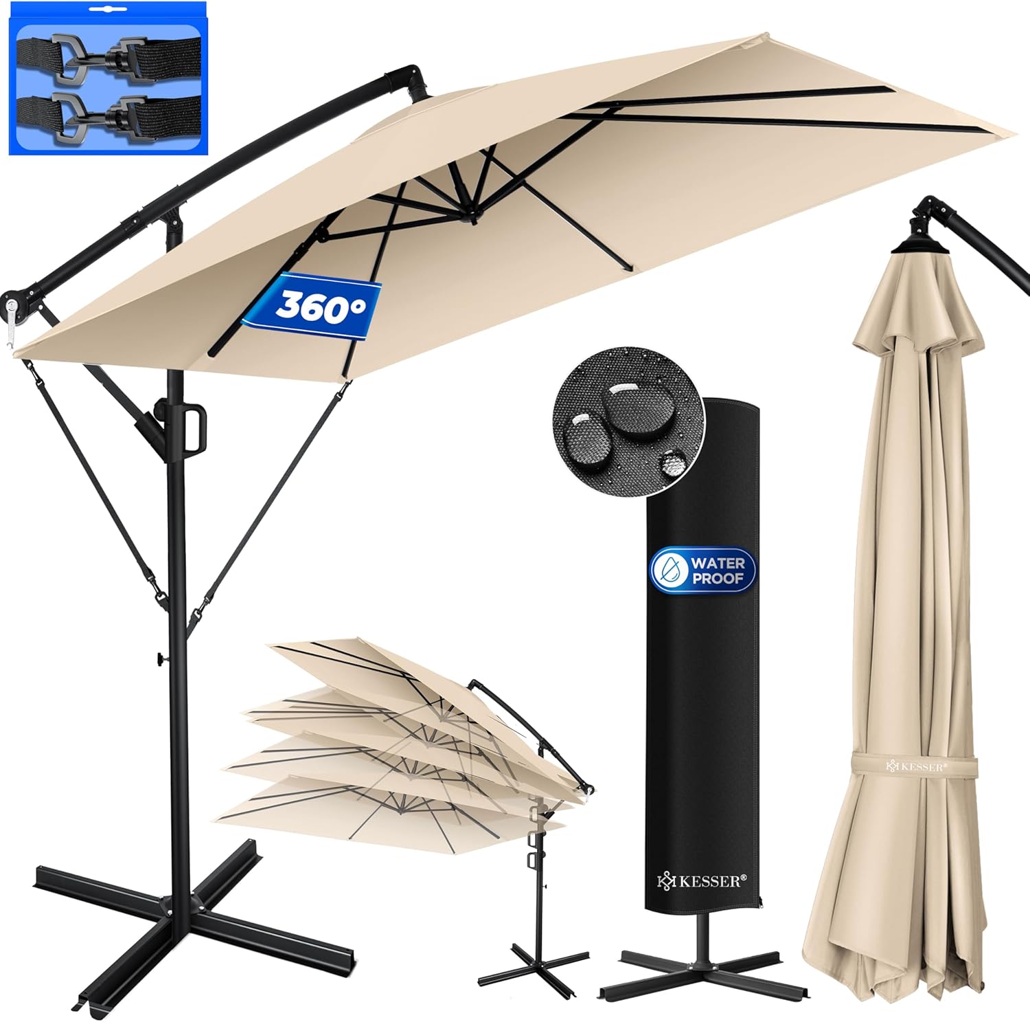 KESSER® Holly Parasol Rectangular with Cover