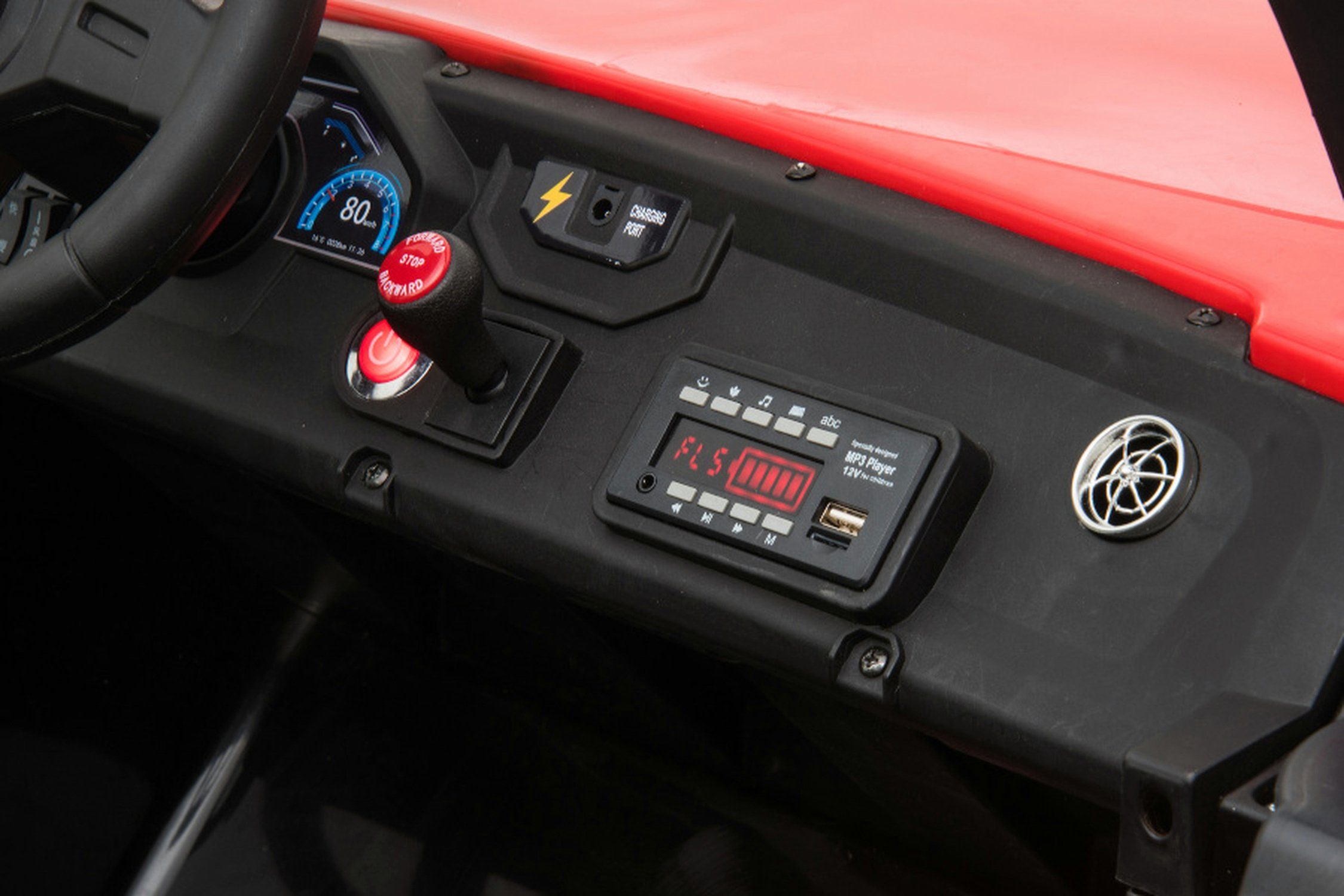 TPFLiving electric children's car buggy 928 - motor: 4 x 12V - battery: 2 x 12 volts/7Ah, load capacity 60 kg, children's car - electric buggy with leather seat and seat belt