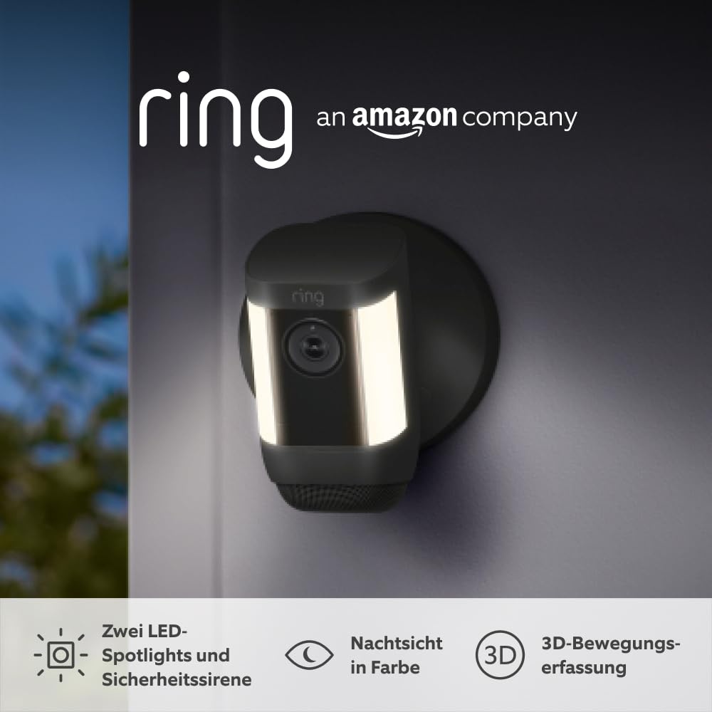 Ring Spotlight Kamera Pro Kabel (Spotlight Cam Pro Wired)| Außenkamera, 2K-Video, Ring Vision, 3D-Bewegungserfassung, LED-Spotlights | 30-tägige kostenlose Testphase für Ring Home |2 Kameras