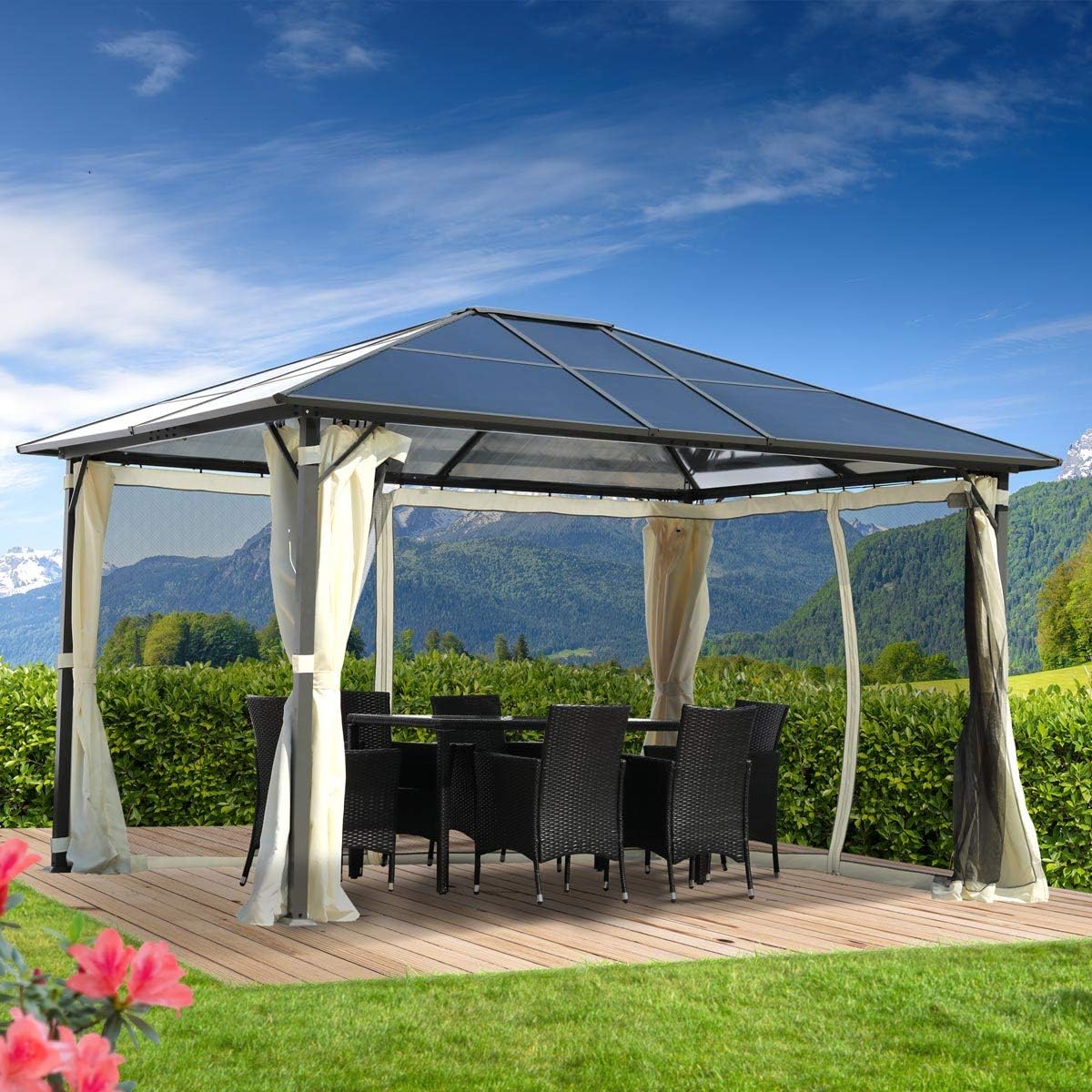 Brast Garden Gazebo, Aluminium, 2 Colours, 3 Sizes and 16 Models, 3 x 3 m / 3 x 4 m / 3.6 x 4.8 m