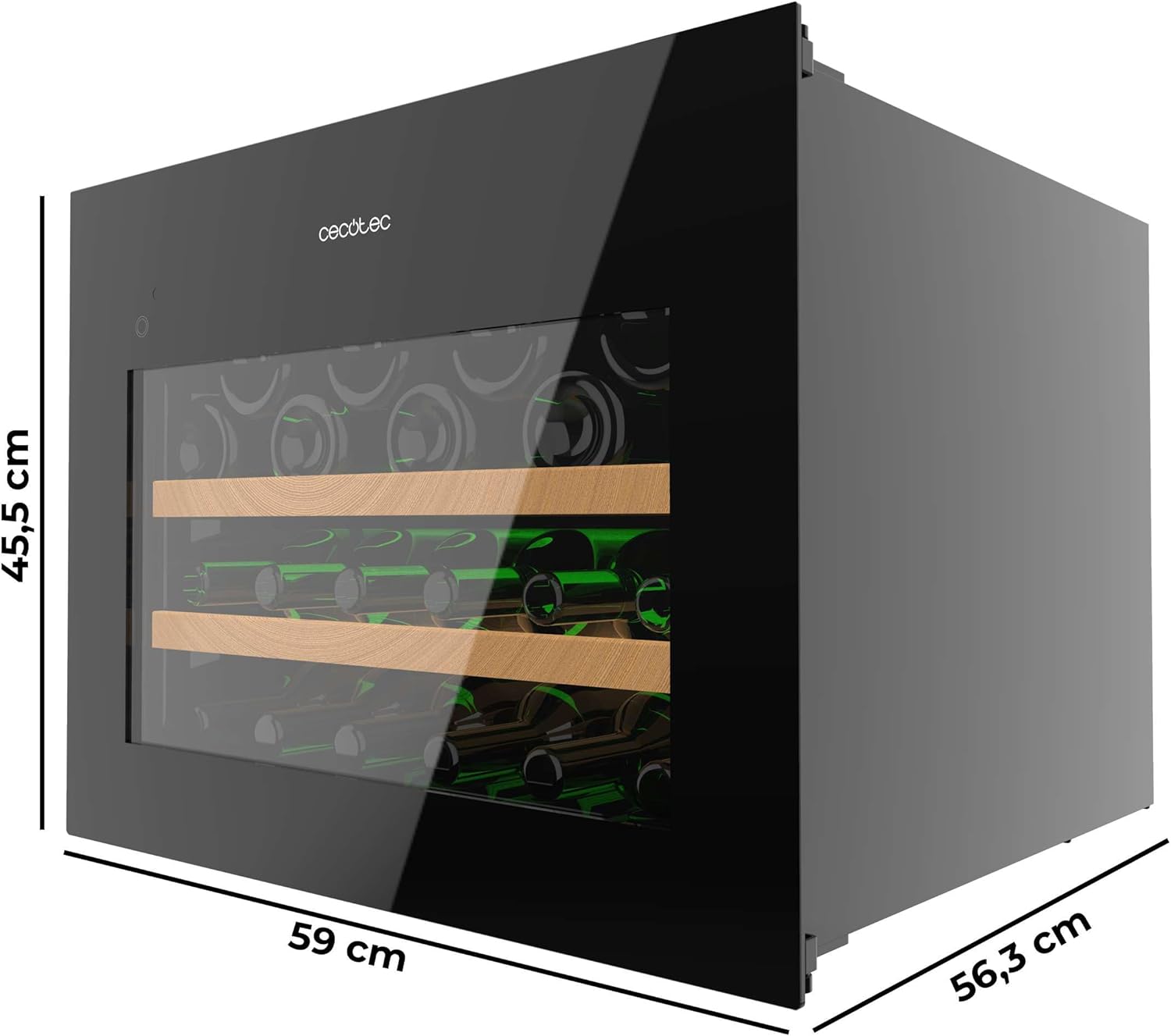 Cecotec Bolero Grandsommelier Bi 28000 Touch Black Compressor Built-in Wine Fridge 28 Bottles With Black Glass Finish And Quiet Operation [Energy Class G]