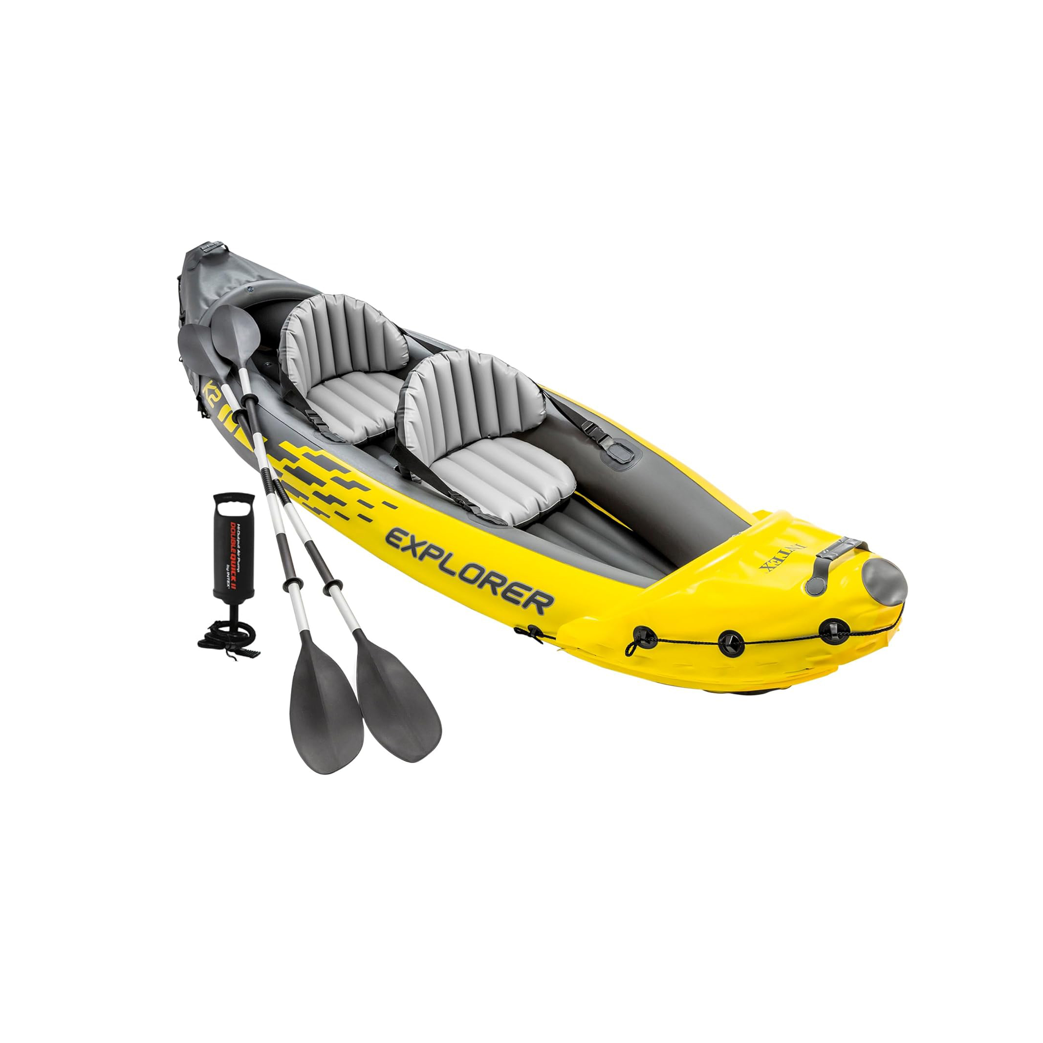 Intex Explorer K2 Kayak, 2-Person Inflatable Kayak Set with Aluminium Oars and High Output Air Pump