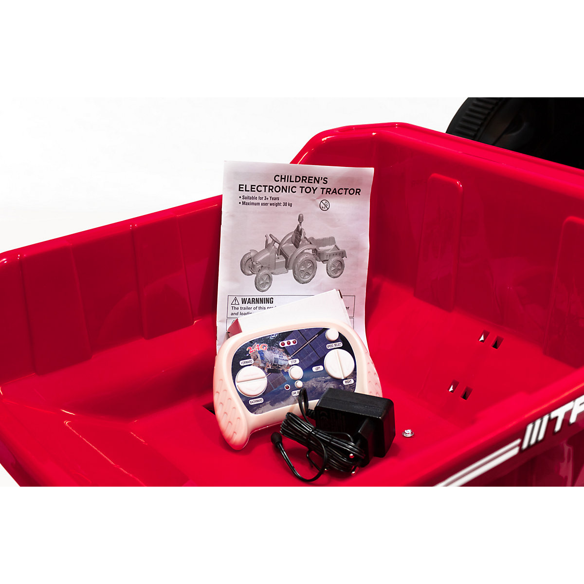 Kidcars Kinder Elektro Traktor 2X30W 12V 7Ah 2.4G RC inkl Anhnger grün