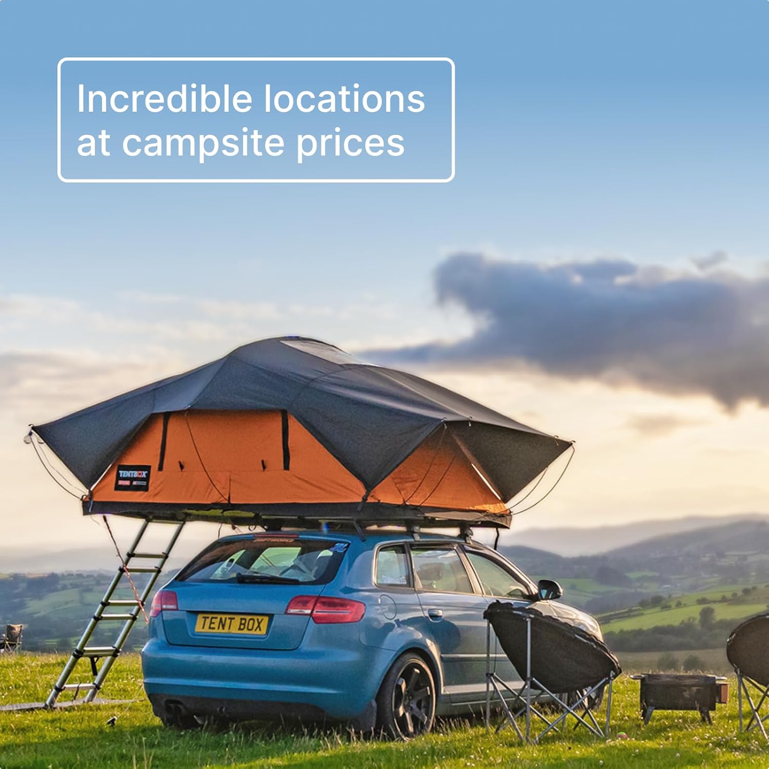 TentBox Car Roof Tent Lite XL - For 4 People - TentBox Car Roof Tent, Four Seasons, Car Camping - Tent Roof Box with Skylight to Watch the Stars - 2 Minutes Assembly