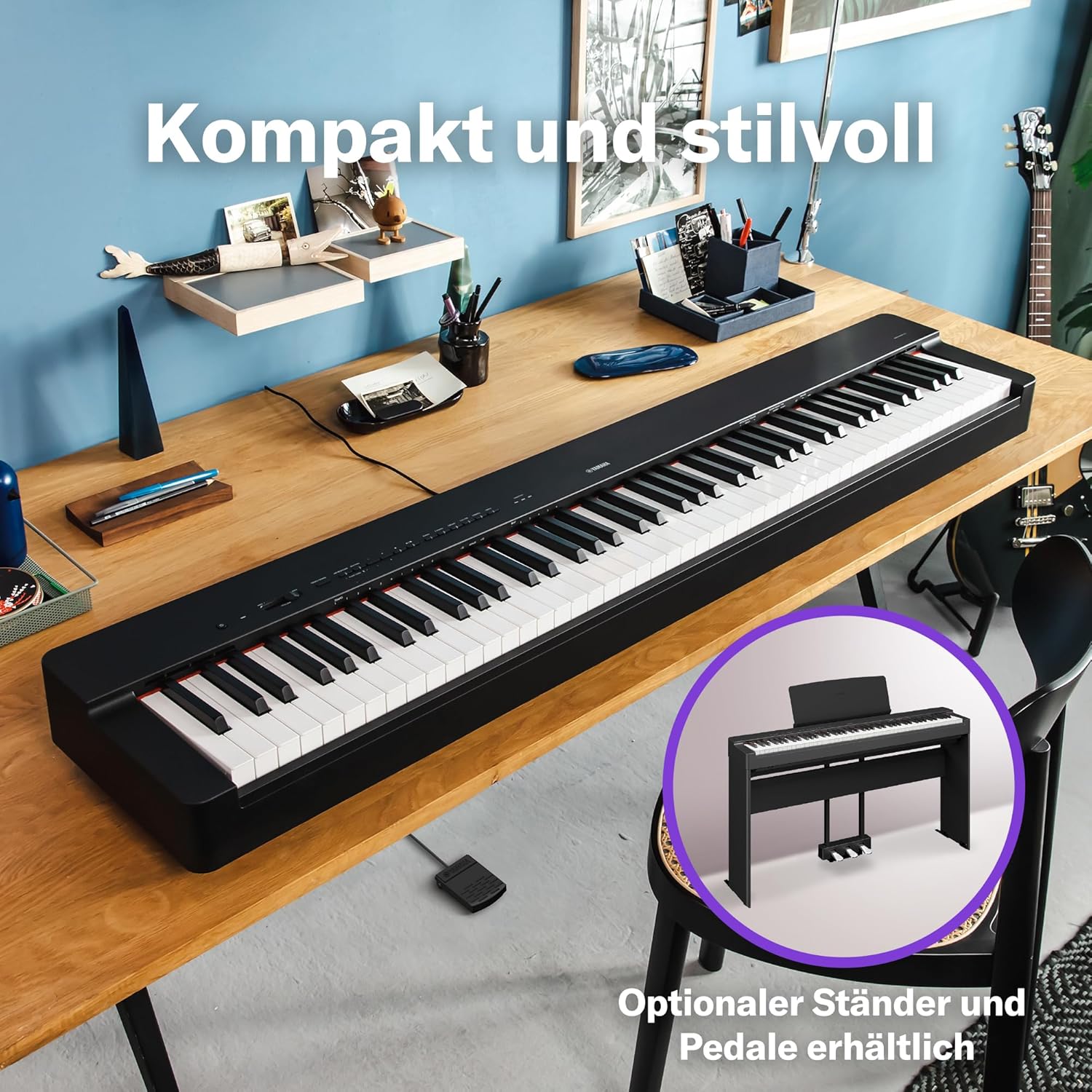 Yamaha P-225 Digital Piano, White - Lightweight and Portable Digital Piano with the Graded Hammer Compact Keyboard with 88 Weighted Keys and 24 Instrument Sounds