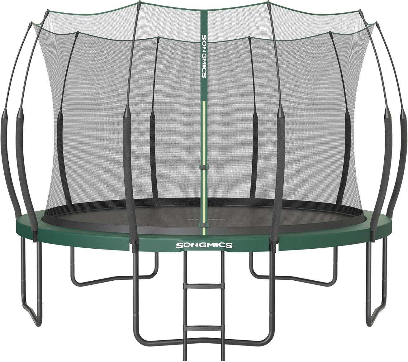 SONGMICS Springless Trampoline Ø 366 cm, Outdoor Trampoline for Children, Elastic Ropes, Safety Net with Zipper, Fiberglass Poles, Safe, Quiet