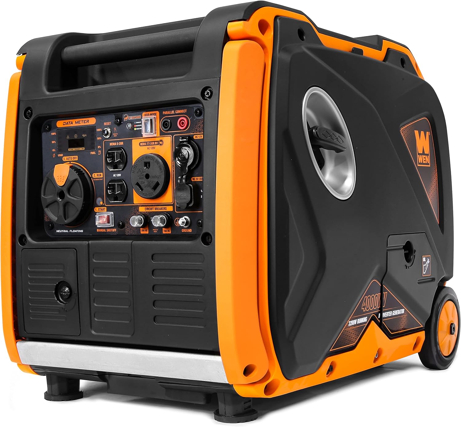 WEN 56400iX 4000-Watt Inverter Generator with Fuel Shut-Off and CO Shutdown Sensor, Black