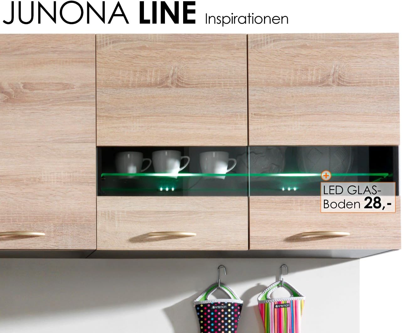 FIWODO Junona Line 240 Fitted Kitchen Set with Full-Extension Drawers Choice of 3 fronts 240 cm EICHE / EICHE