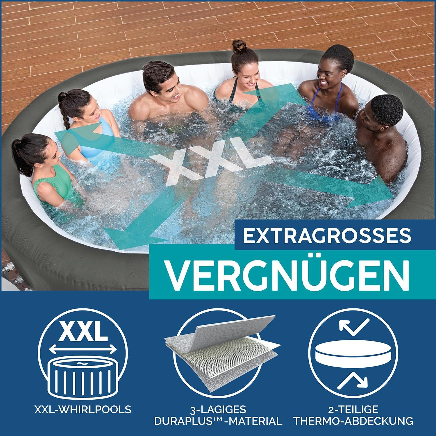 Bestway® LAY-Z-SPA XXL WLAN Whirlpool Mauritius AirJet 270 x 180 x 71 cm Oval