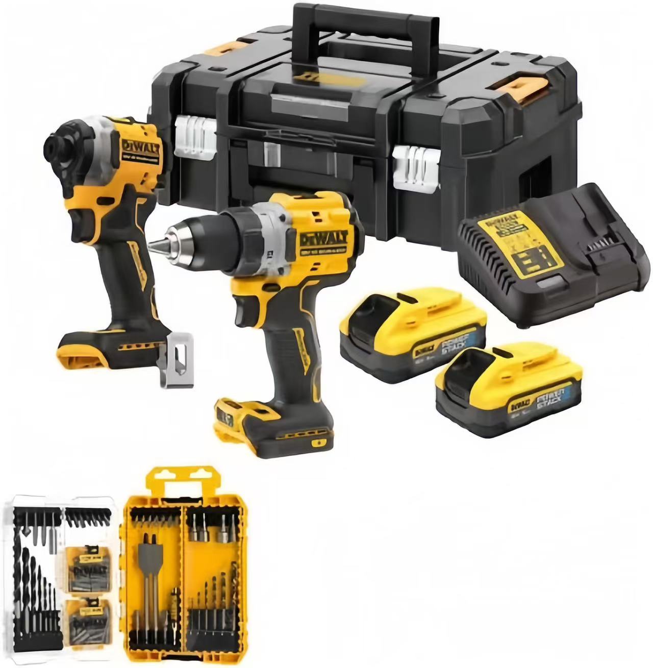 DeWALT Akku Kombopack DCK2051H2T- DCD800 + DCF850, 2x 5,0Ah Powerstack + Lader + BIT-Set
