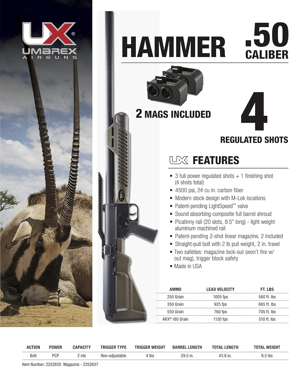 Umarex Hammer .50 Caliber PCP Pellet Gun Air Rifle