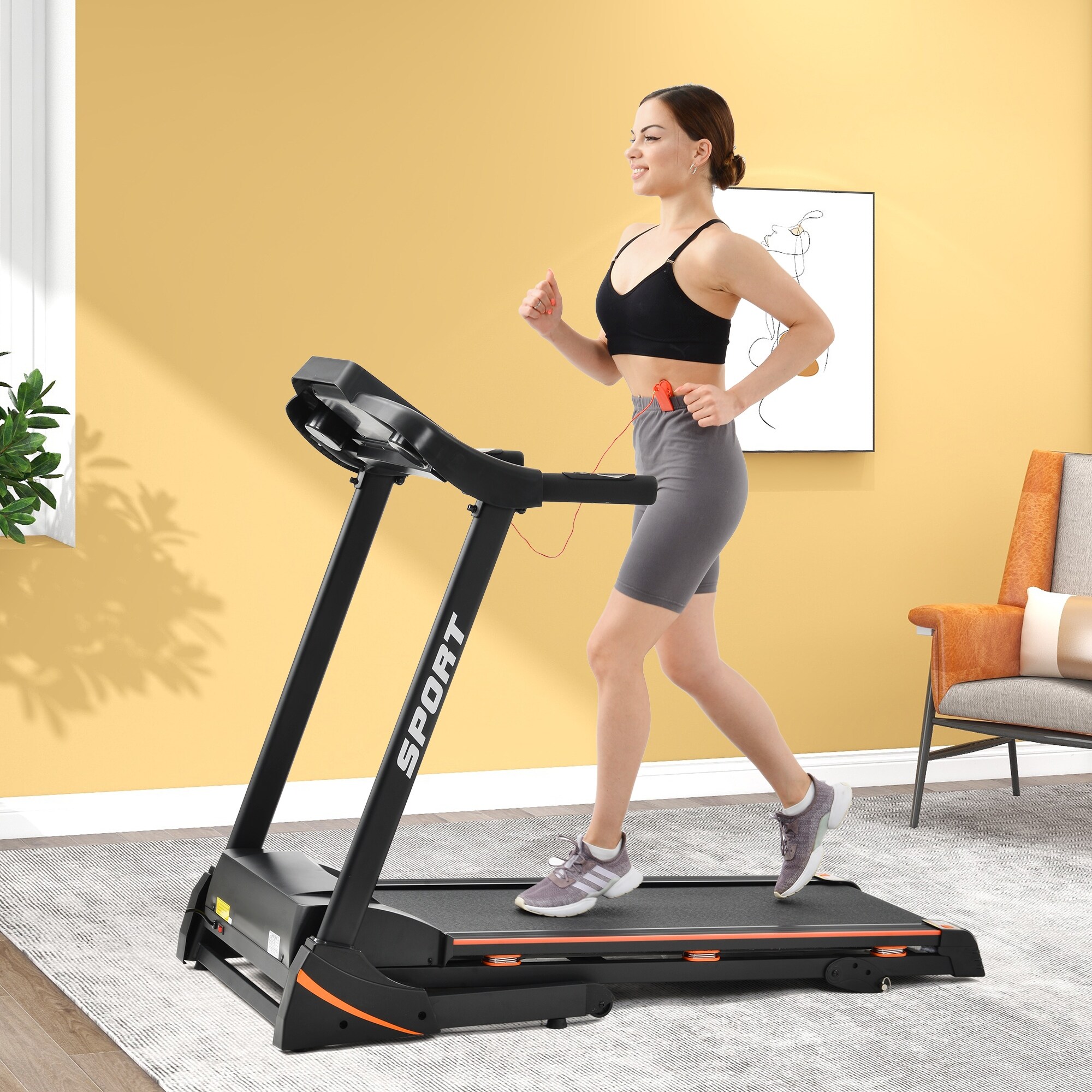 Folding Electric 3.5HP Treadmill With Incline Medium Running Machine Motorised LCD Gym 330lbs