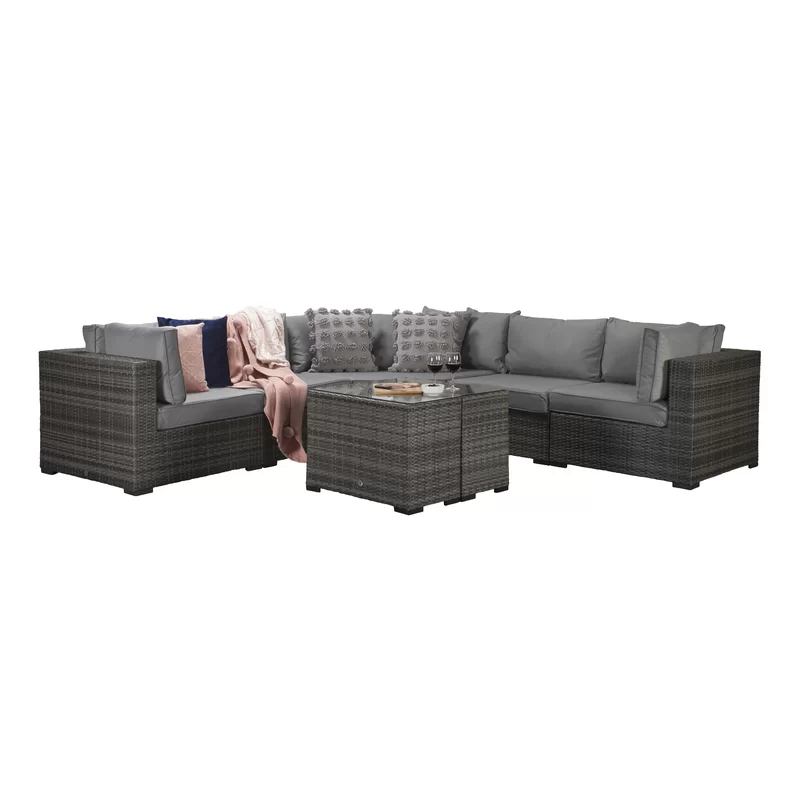 Berniss Wicker 8 - Person Garden Lounge Set with Cushions