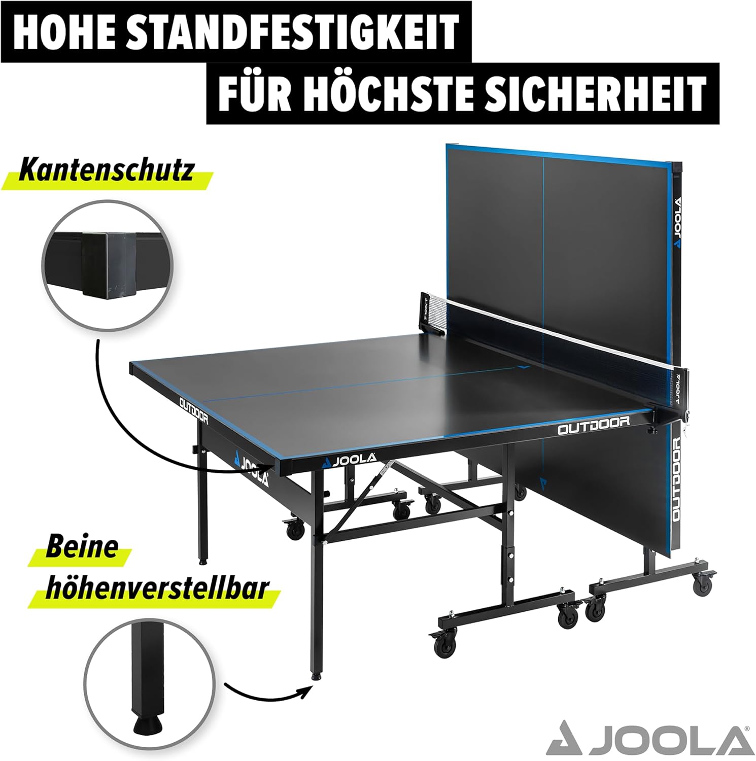 JOOLA Outdoor Table Tennis Table - Professional Table Tennis Table 6 mm Aluminium Composite Surface - Weatherproof Foldable - Includes Net