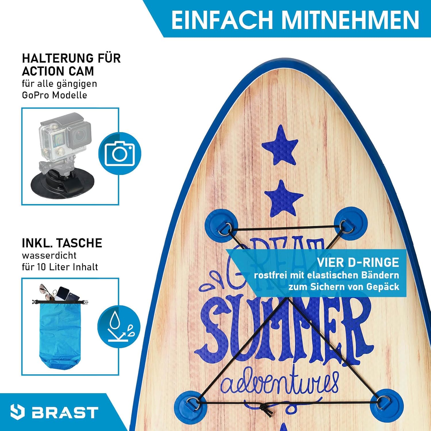 BRAST® SUP Board Summer Inflatable Stand Up Paddle Set 320 x 81 x 15 cm