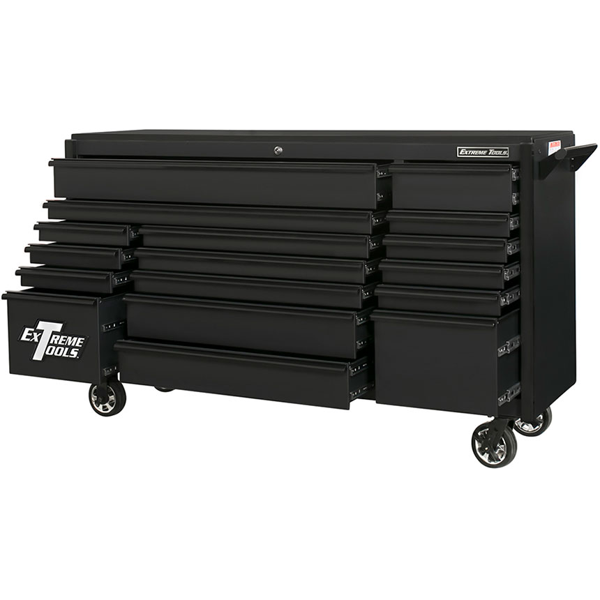 Extreme Tools® DX Series 72in W x 21in D 17 Drawer Triple Bank Roller Cabinet 100 lbs Slides