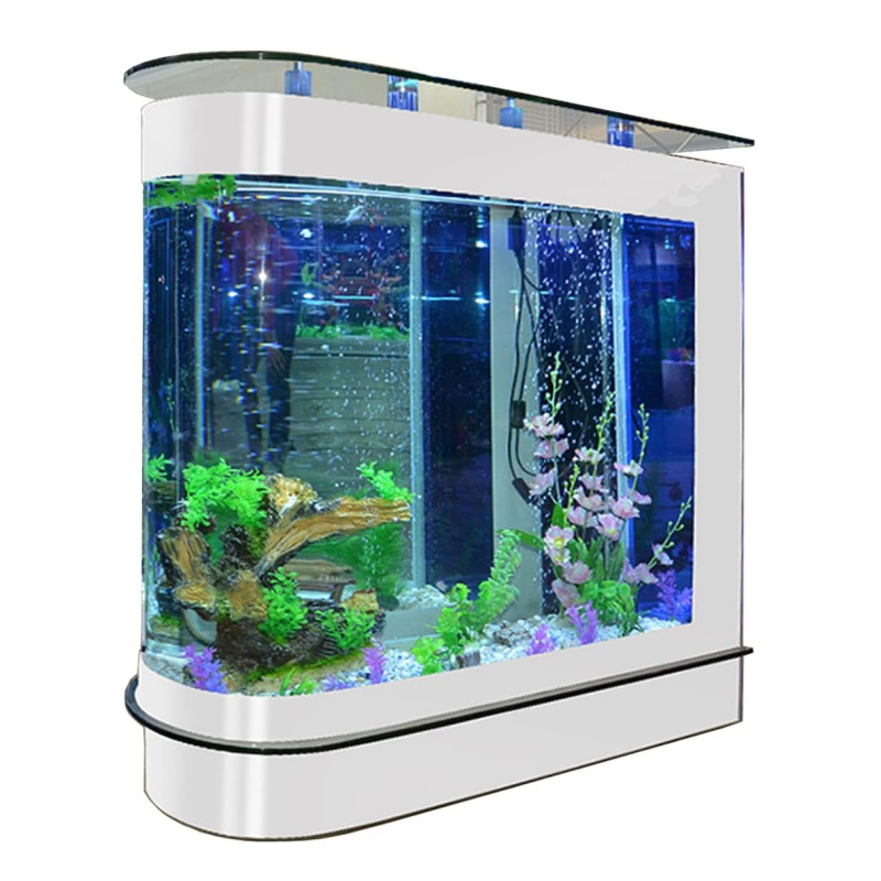 124Gal LED Aquarium Kit Upright Fish Tank Large Glass Fishbowl Glsaa Bar for Patios Living Office Room and Kitchen