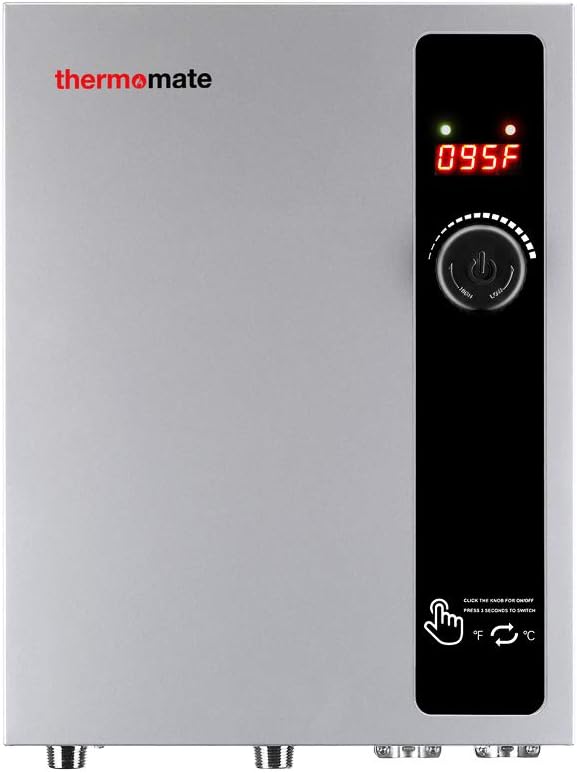 Tankless Water Heater Electric 27kW 208~240 Volt, ThermoMate On Demand Instant Endless Hot Water Heater, Self-Modulating Saving Energy for Residential Whole House Shower, 114A GRAY