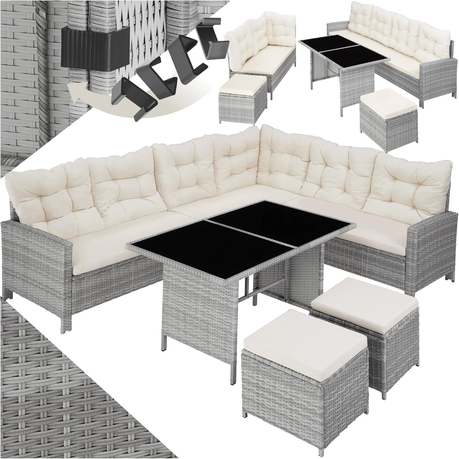 TecTake Salon de Jardin en Rotin Modulable