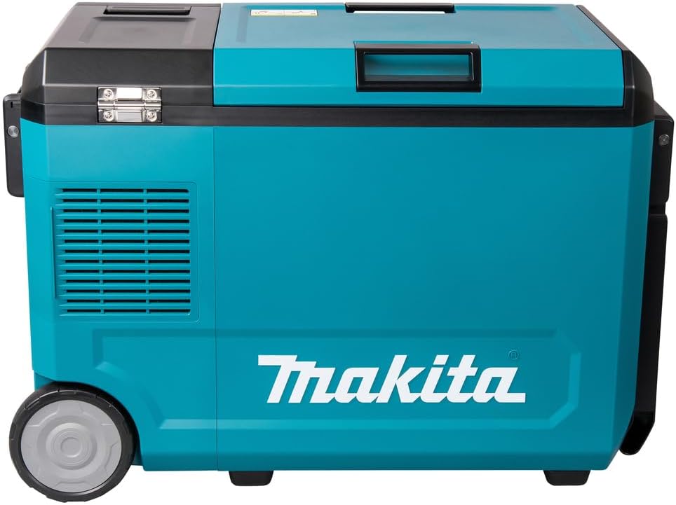Makita 40V Battery Cooling and Heat Box, 29L Portable Refrigerator, Turquoise, IPX4 Water Resistant, Compressor Cooling System, Bottle Opener, Deep Discharge Protection