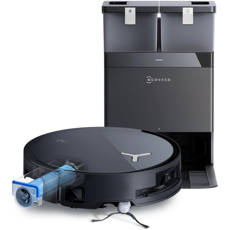 ECOVACS X8 PRO OMNI Robot Vacuum Cleaner with All-In-One Station, 18000Pa Power, Instant Automatic Cleaning OZMO ROLLER, 75℃ Hot Water Cleaning, Automatic Cleaning Solution Addition