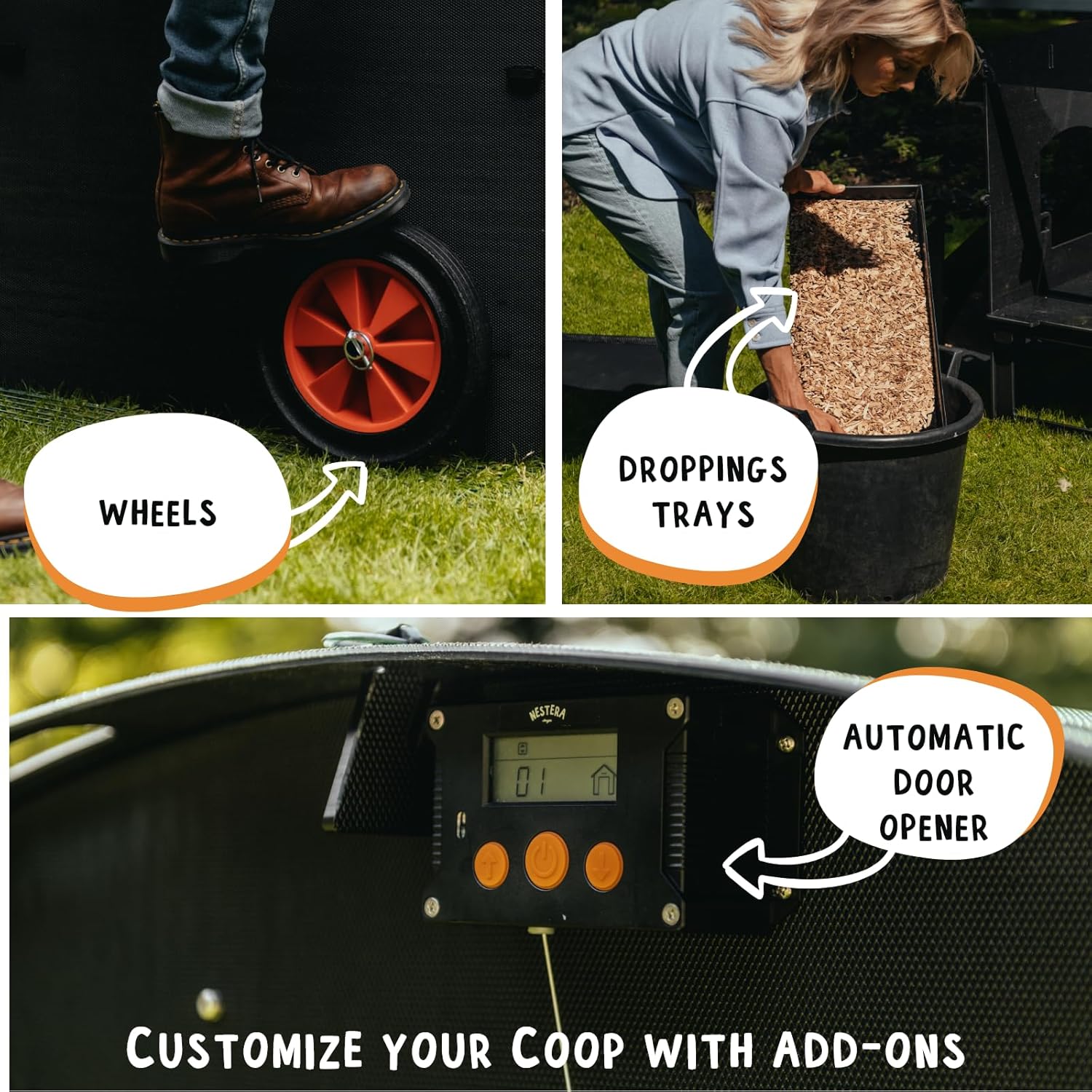 Mittlerer erhöhter Hühnerstall 2-3 Hühner - 25 Jahre Hühnerstall für 5 Hühner oder 9 Zwerghühner | 2 runde Sitzstangen für Hühner | erhöhter Hühnerstall für Hühner mit 2 Nistkästen & Leiter