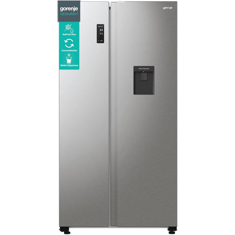 Gorenje NRR 9185 EAXLWD Side by Side Fridge-Freezer, Made in Europe, EEK E, NoFrostPlus, Inverter Compressor, Crisp Zone, ConvertActive Zone, FastFreeze, 70 Inch, Stainless Steel [Energy Class E]