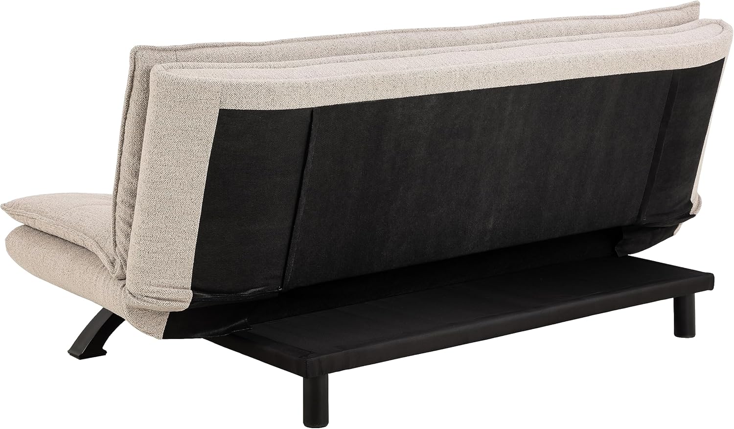 AC Design Furniture Jasper Sofa Bed W: 196 x H: 91 x D: 96 cm, Dark Grey/Black, Fabric/Metal
