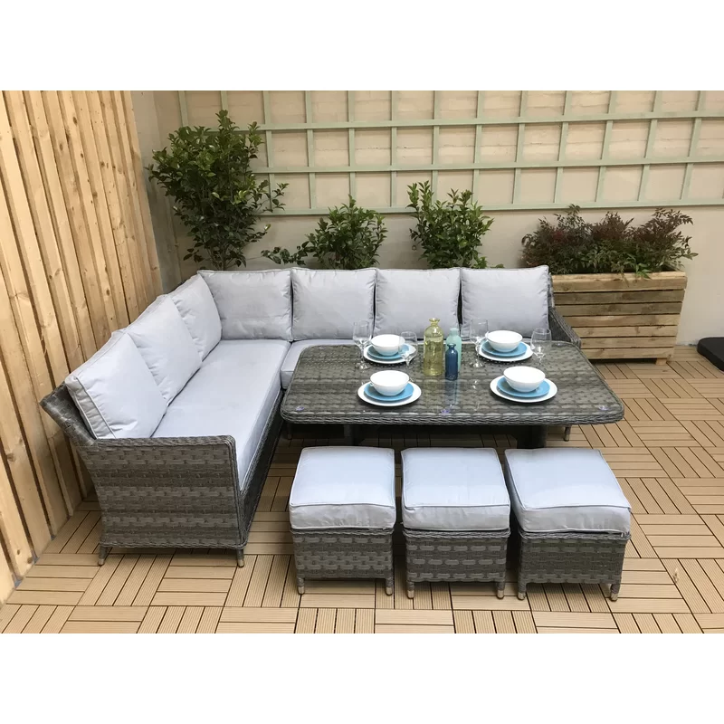 Auberta Wicker 9 - Person Garden Lounge Set