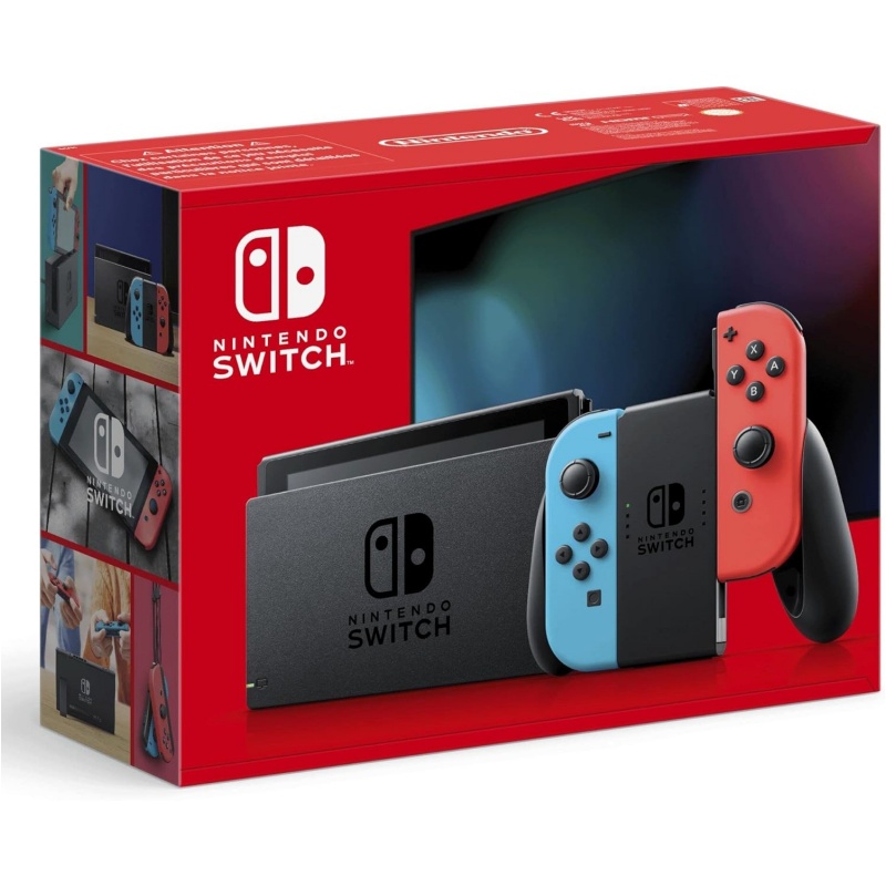 Nintendo Switch Console with Neon Blue and Neon Red Joy-Con