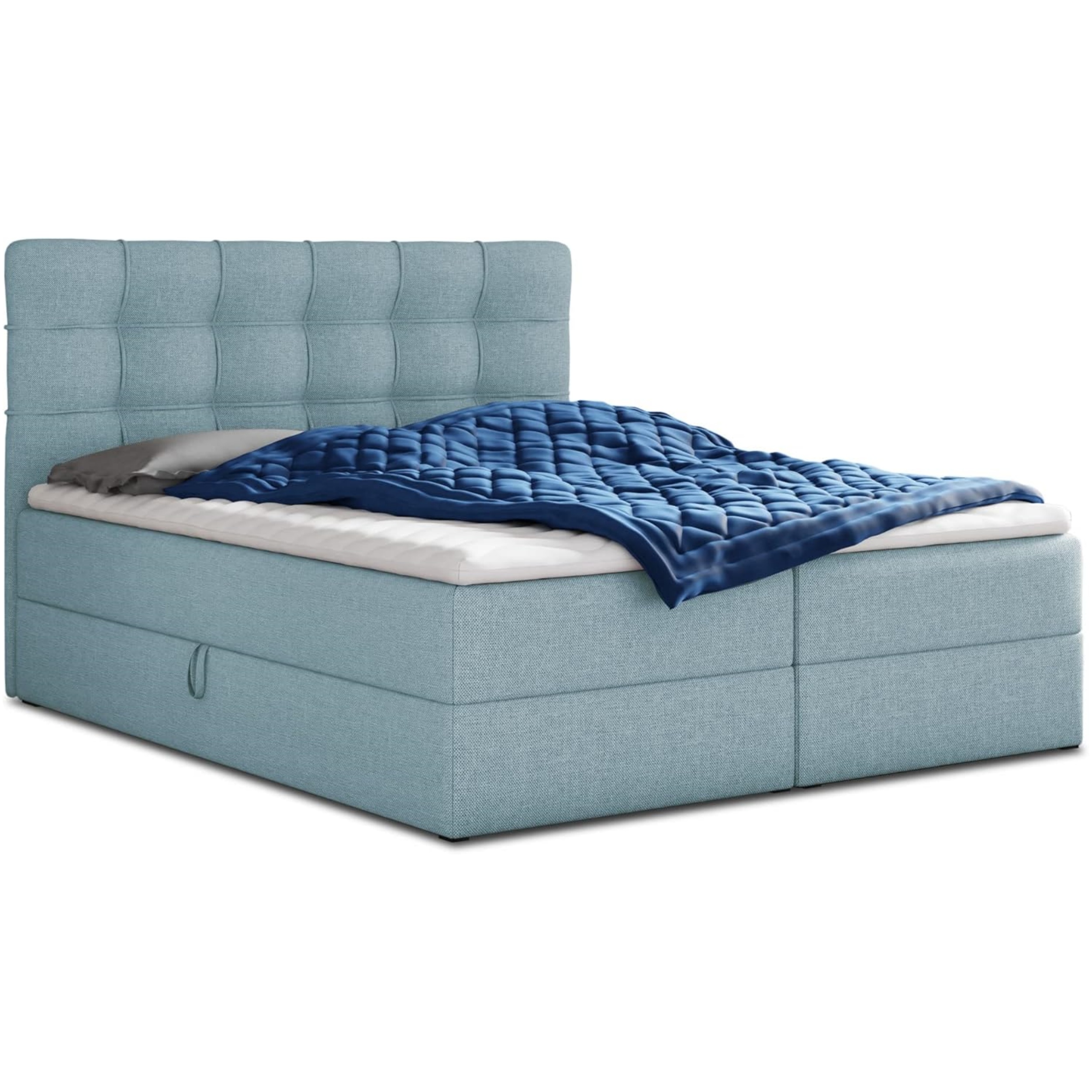 Best Upholstered Box Spring Double Bed Frame with 2 Storage Boxes, Bonell Mattress and Topper, for a Stylish Bedroom, Graphite (Inari 94), 180 x 200 cm