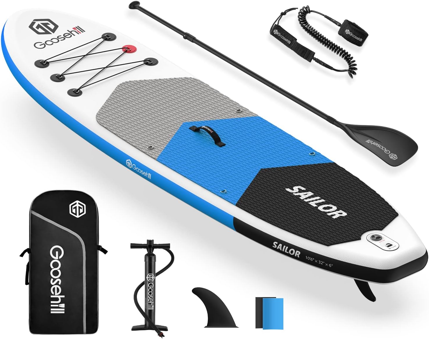 Goosehill Inflatable Stand Up Paddle Board, Premium SUP Package, 10' Long 32 Wide 6 Thick, Patterns Open for Customization
