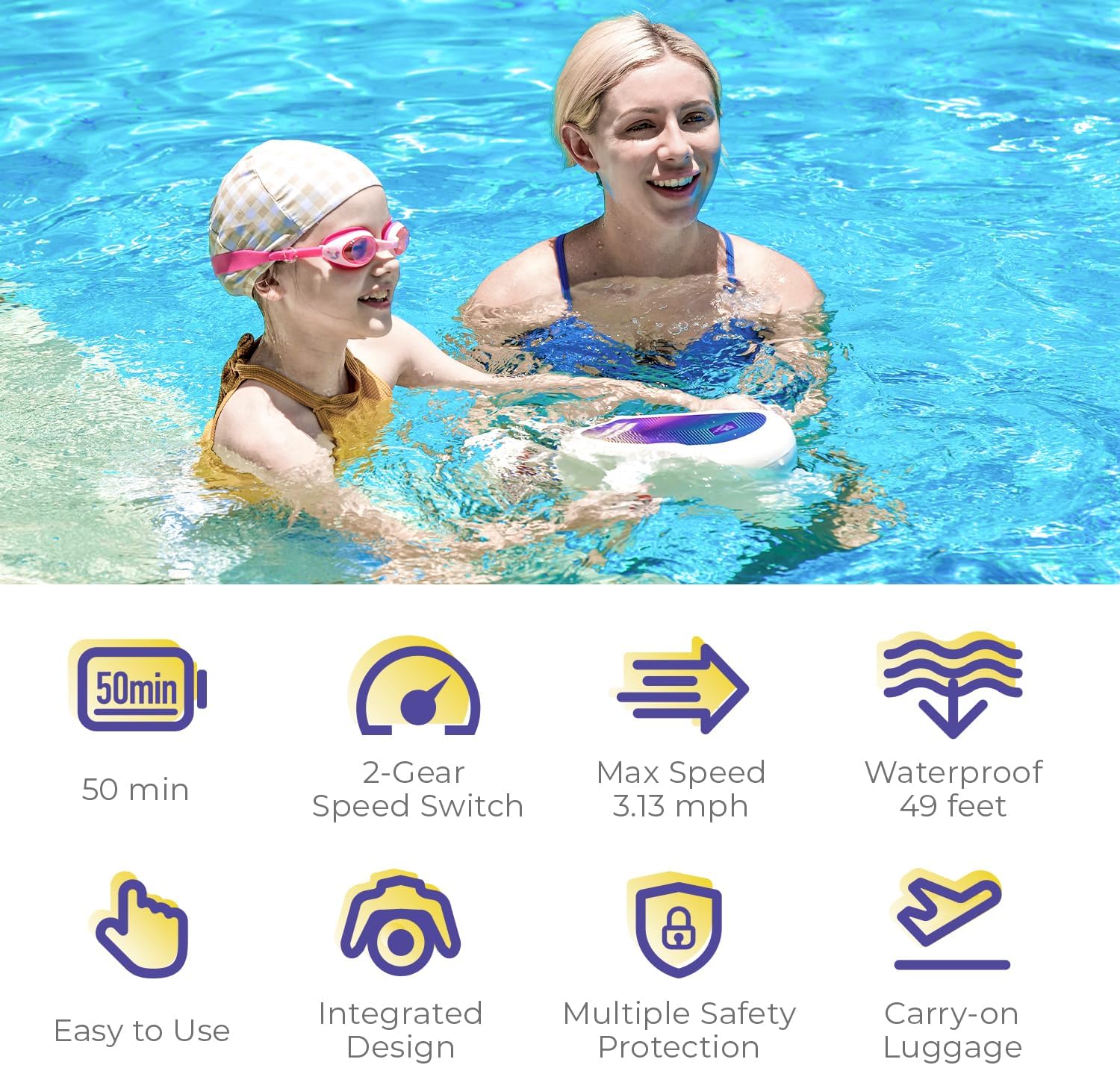 Hagul Underwater Scooter 50 Minutes, 2 Speed Switch, 50 Minutes, 15m Waterproof, Water Sports, Kids Pool