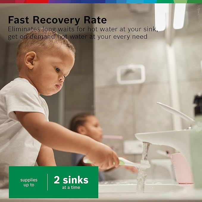 Bosch Electric Mini-Tank Water Heater Tronic 3000 T 7-Gallon (ES8) - Eliminate Time for Hot Water - Shelf, Wall or Floor Mounted