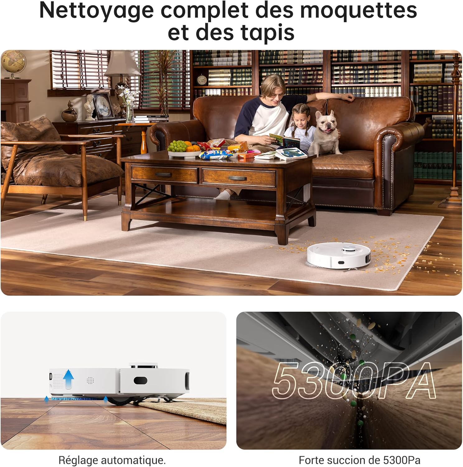 dreame L10s Ultra Robot Aspirateur Laveur avec Base Autonettoyante (Vidange Poussière, Nettoyage Automatique) AI Détection d'obstacles 3D, 5300Pa, Tapis Poils d'animaux, Batterie 210m, WiFi/APP/Alexa