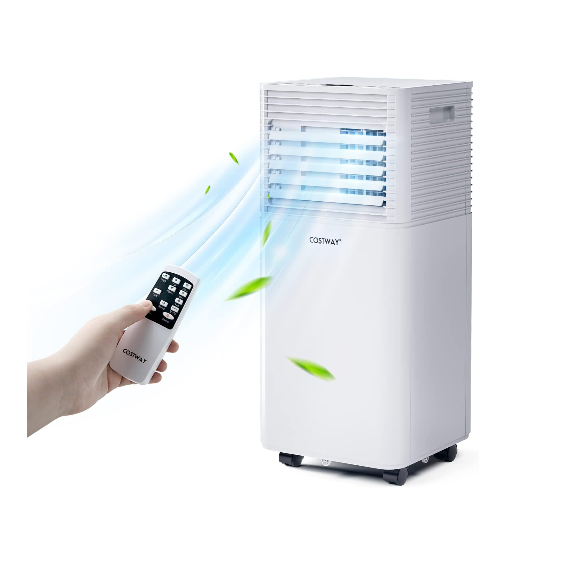 COSTWAY Portable Air Conditioner, 8000 BTU Ac Unit Spaces up to 230sq.ft, with Remote Control, 24H Timer & Window Venting Kit, Sleep Mode, Suitable for Bedroom, Living Room, Office (8000BTU, White)