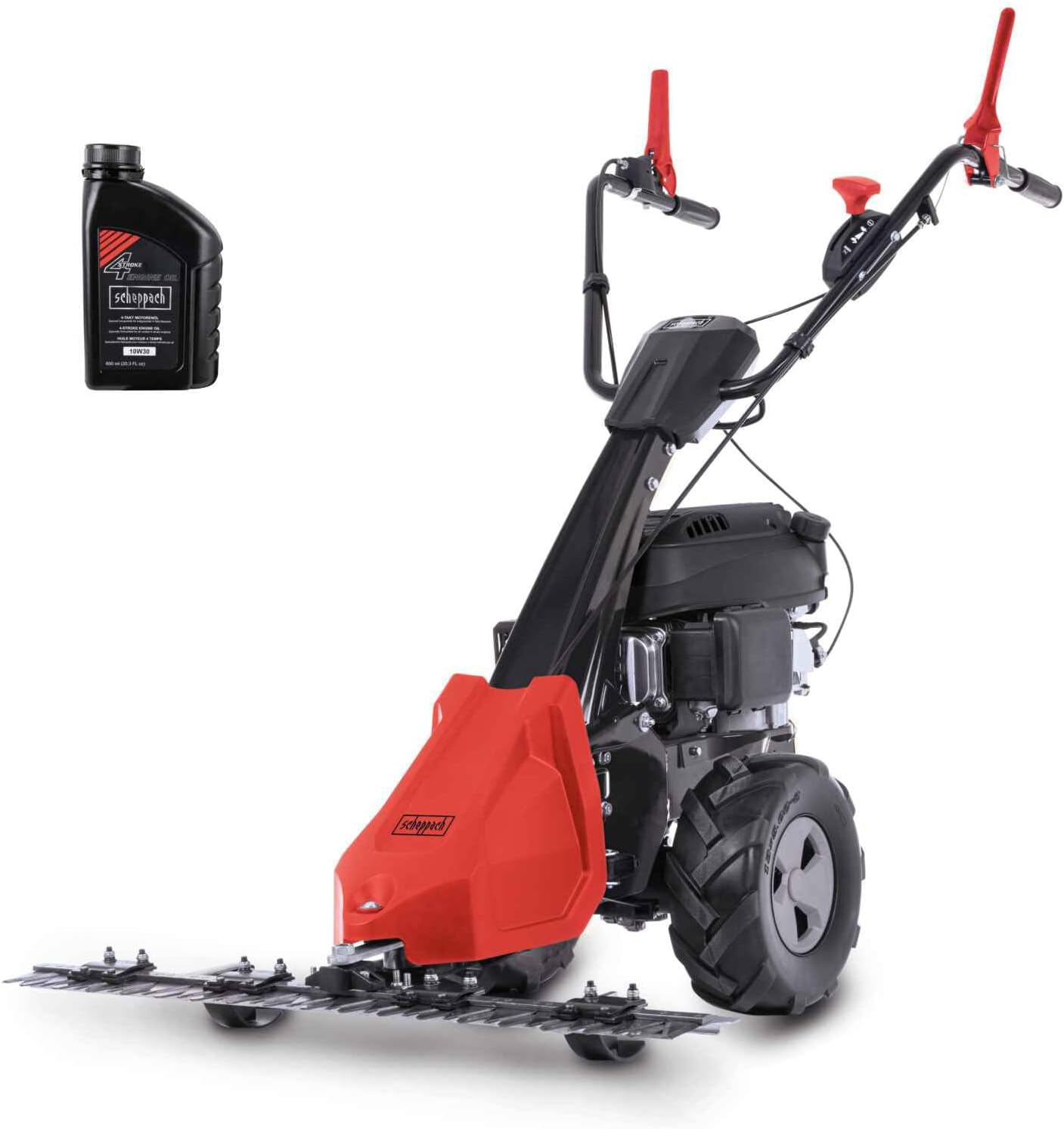 Scheppach Petrol Bar Mower BMS200-88 | 880 mm Cutting Width | Cutting Height 30-60 mm | 5.7 HP / 196 cc | for Lawns up to 3000 m² | Lawn Mower with Wheel Drive | High Grass Mower with Engine Oil