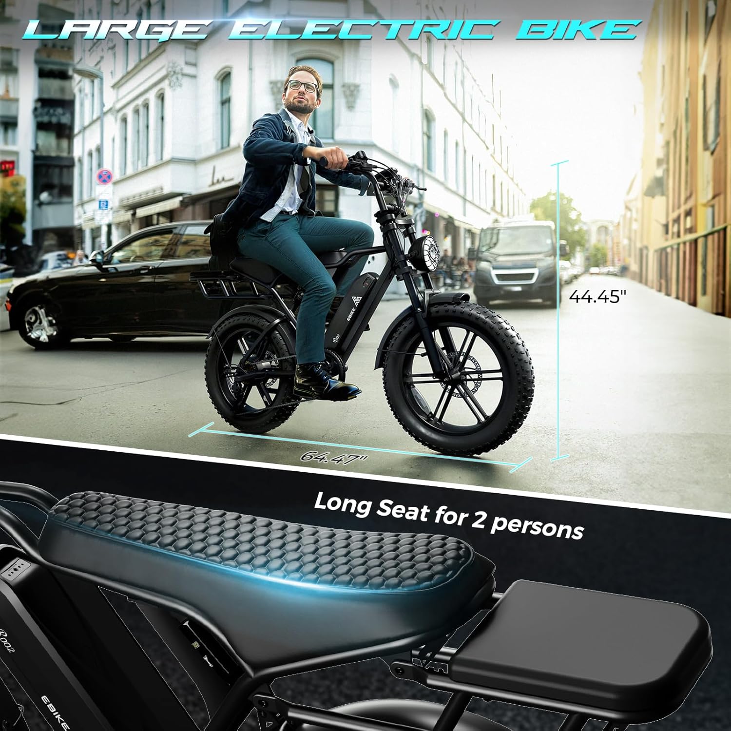 TST Electric Bike for Adults,750W-1500 W Peak Brushless Motor Fat Tire E Bike,48 V Removable Larger Battery,Electric Mountain Bike,with Hydraulic Suspension and 7-Speed E-Bike