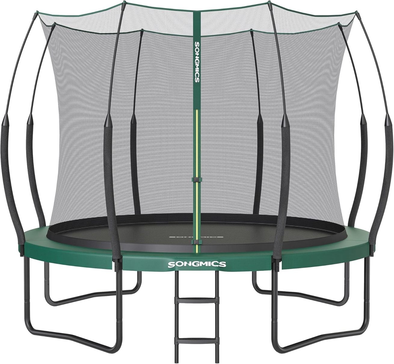 SONGMICS Springless Trampoline Ø 305 cm, Outdoor Trampoline for Children, Elastic Ropes, Safety Net with Zipper, Fiberglass Poles, Safe, Quiet
