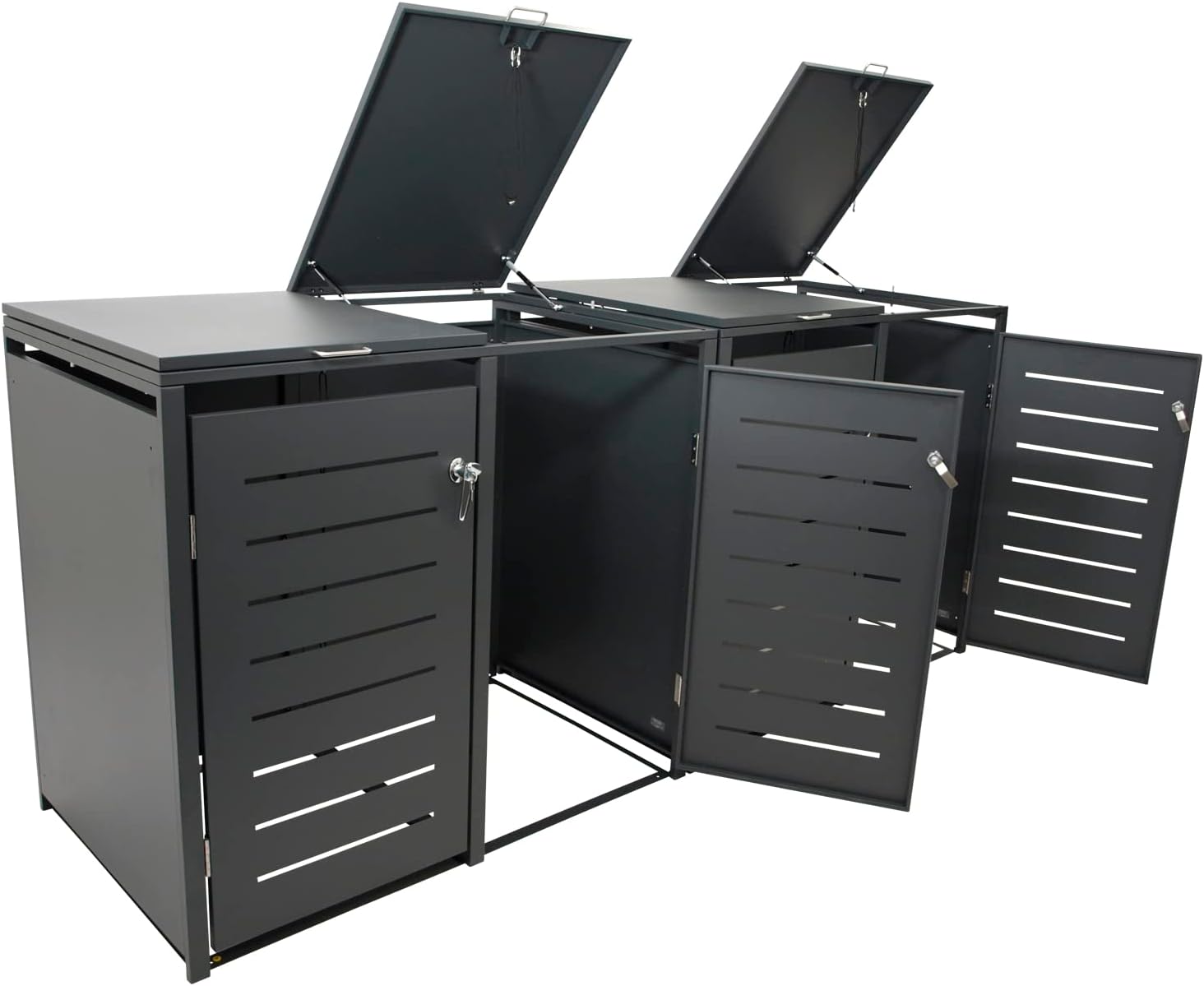 DEGAMO Cologne Wheelie Bin Box for 4 x Bins 120 and 240 Litres Galvanised Steel Anthracite