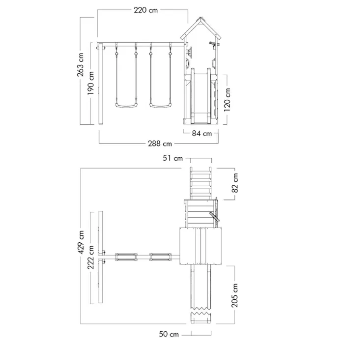 Climbing frame with wooden roof Wickey MultiFlyer