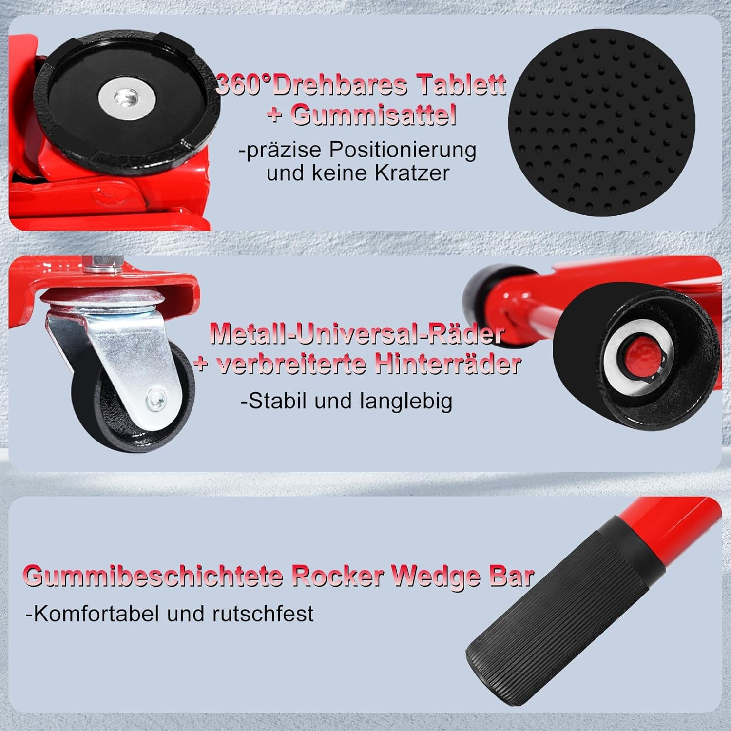 HYCHIKA Steel Racing Trolley Jack, Ultra Low Profile Jack with Dual Piston Quick-Acting Pump, 3 Ton (6,600 lb) Capacity, Lifting Range 3-18.3 inches