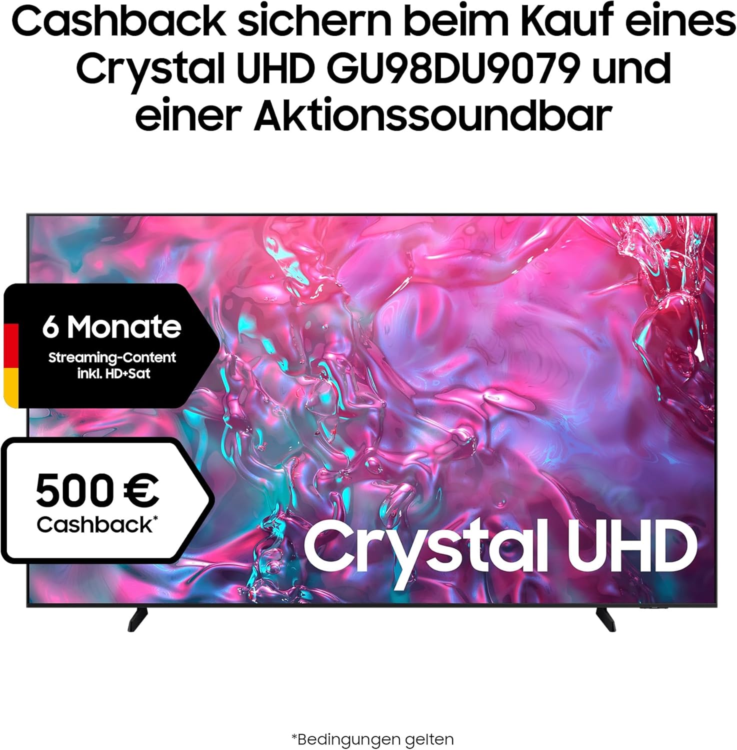 Samsung Crystal UHD 4K DU9079 TV, 98 Inches, Samsung TV with AI Supersize Picture Enhance, Motion Xcelerator 120 Hz, Crystal Processor 4K, Smart TV, AI TV, GU98DU9079UXZG, German Model (2024) [Energy Class F]
