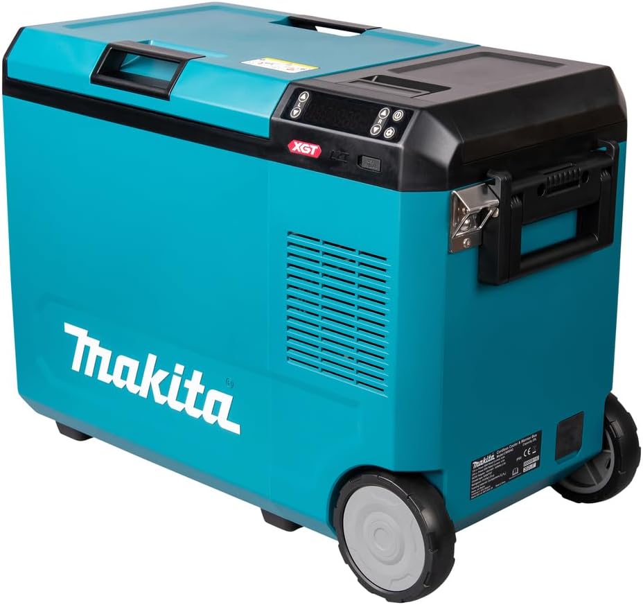 Makita 40V Battery Cooling and Heat Box, 29L Portable Refrigerator, Turquoise, IPX4 Water Resistant, Compressor Cooling System, Bottle Opener, Deep Discharge Protection