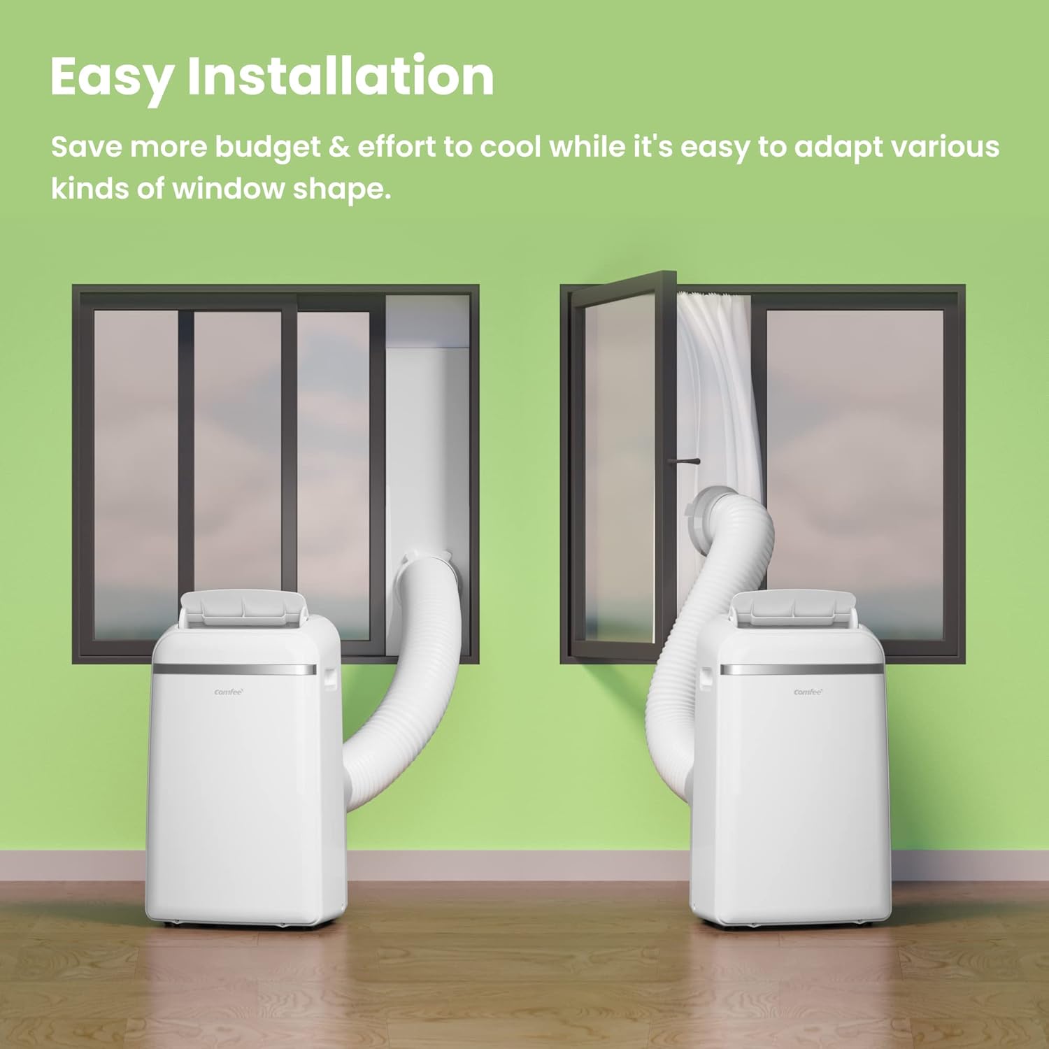 Comfee Mobile Air Conditioner Environmentally Friendly Refrigerant Pro, 3-in-1 Air Conditioner with Exhaust Hose, Cooling and Dehumidification and Ventilation, 10,000 BTU, 2.9 kW, for Rooms Approx. 80 [Energy Class A+]