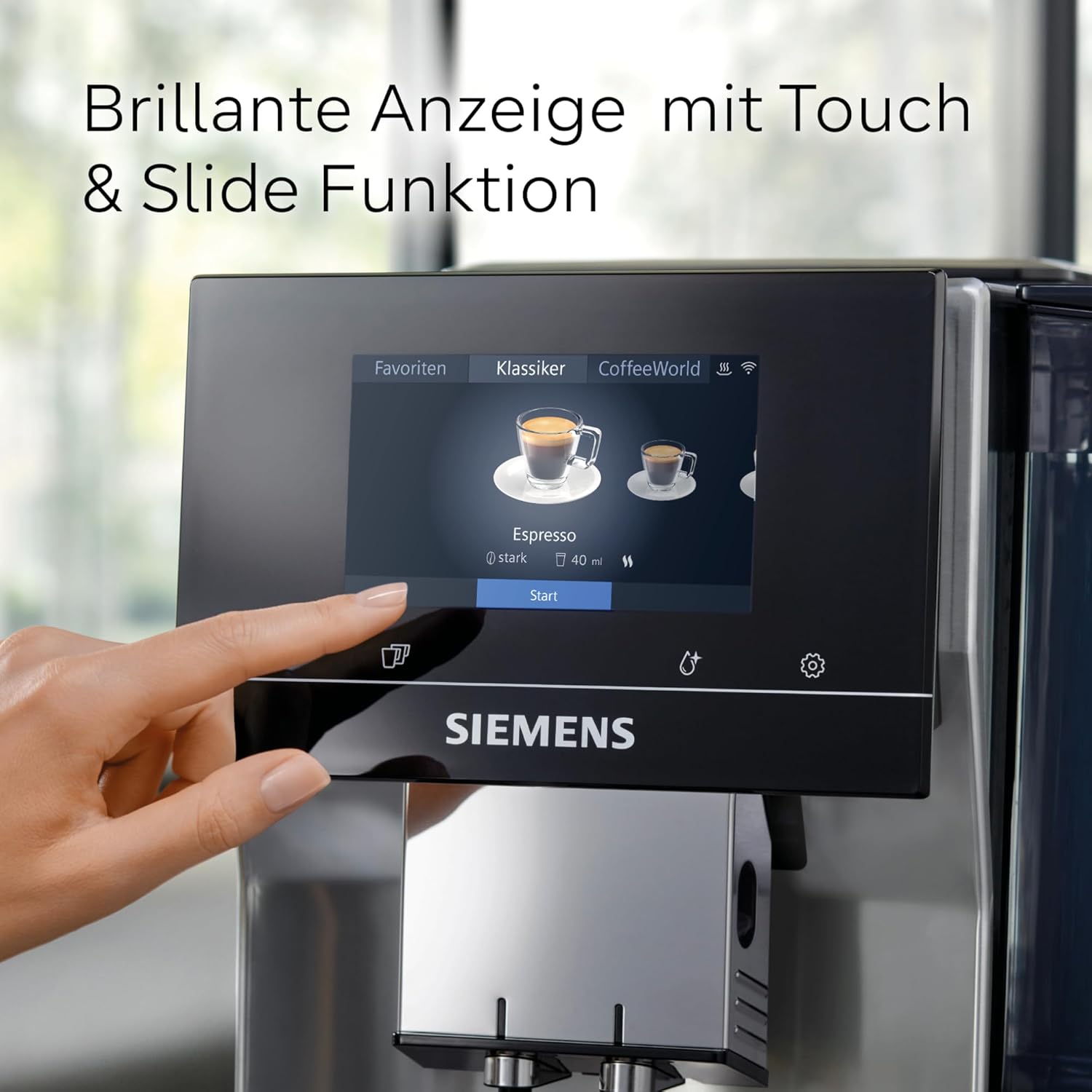 Siemens EQ700 Classic TP715D01 Fully Automatic Coffee Machine, App Control, Cold Brew, Intuitive Full-Touch Display, Up to 10 Individual Coffee Creations as Favourites, Automatic Steam Cleaning, 1500