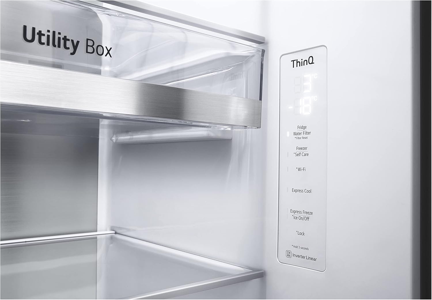 LG Electronics GSXV90MCAE Side-by-Side with InstaView Door-in-Door®, Ice, Crushed Ice and Water Dispenser, 635 Litre Capacity, Energy Efficiency Class E, Fixed Water Connection, Matt Black Steel [Energy Class E]