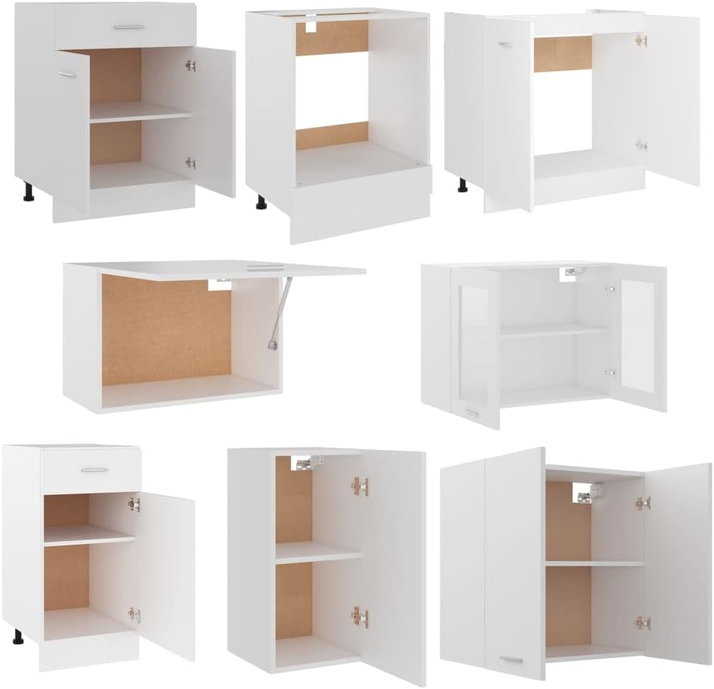 vidaXL Lyon Kitchen Unit White Composite Wood 8-Piece Set