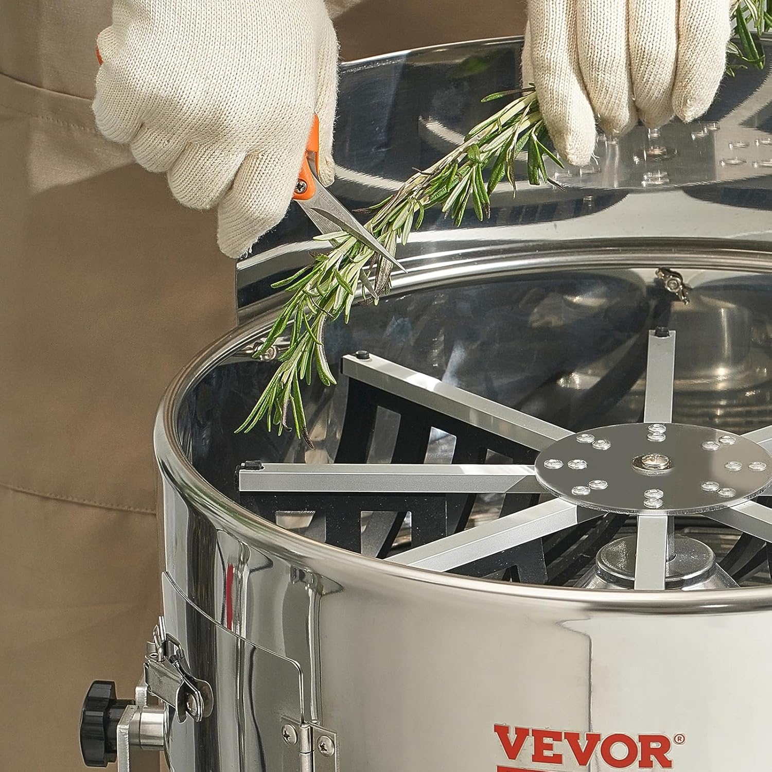 VEVOR Elektrischer Laubschneider, 45,7 cm, kippbar, mit 60 W einstellbarer Geschwindigkeit, Edelstahl-Klingen, Netztasche und Handschere für Blätter, Knospen, Silber