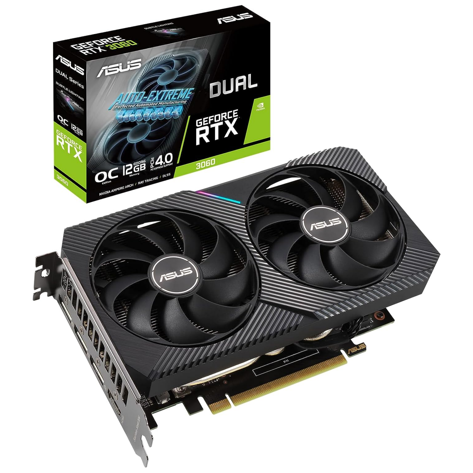 ASUS GeForce Dual RTX 3060 12GB V2 OC Edition Gaming Graphics Card (GDDR6 Memory, PCIe 4.0, 1x HDMI 2.1, 3x DisplayPort 1.4a, DUAL-RTX3060-O12G-V2)